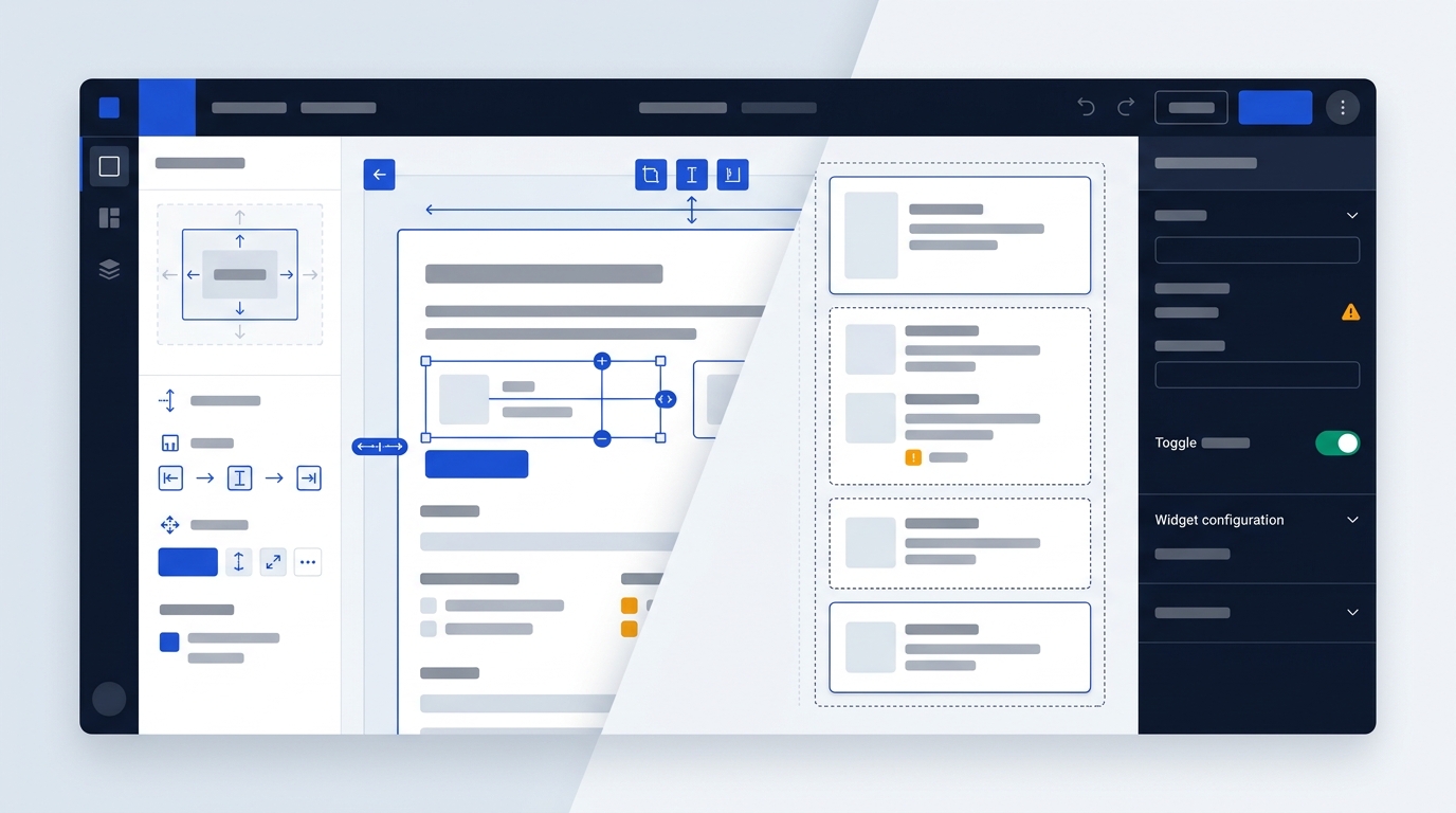 Visual canvas versus theme block editing