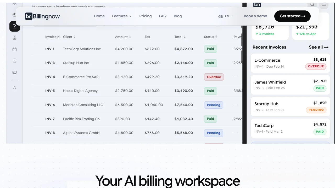 Smart invoice generator & payment links
