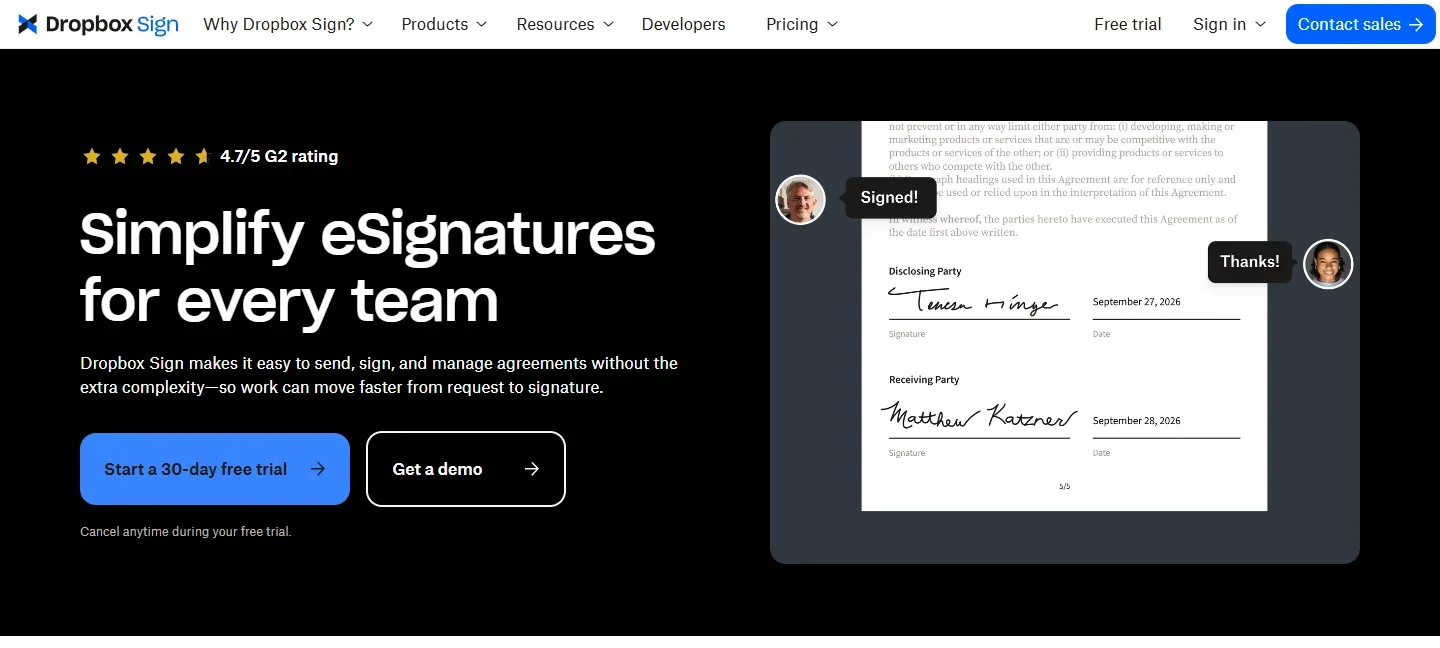 Sign, send and manage in one place