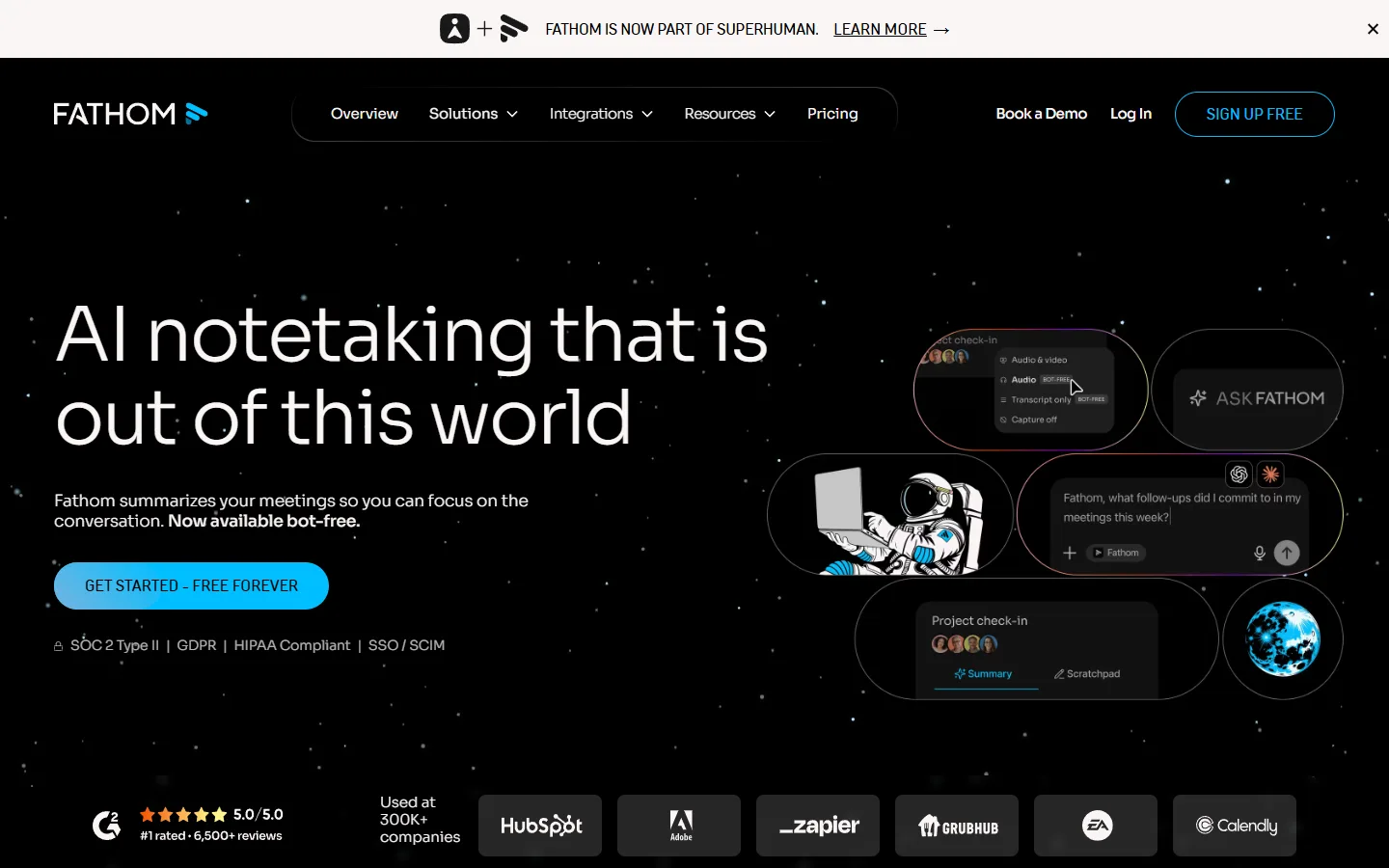 Pagina prezzi di Fathom: piani Free, Premium, Team e Business del note-taker IA