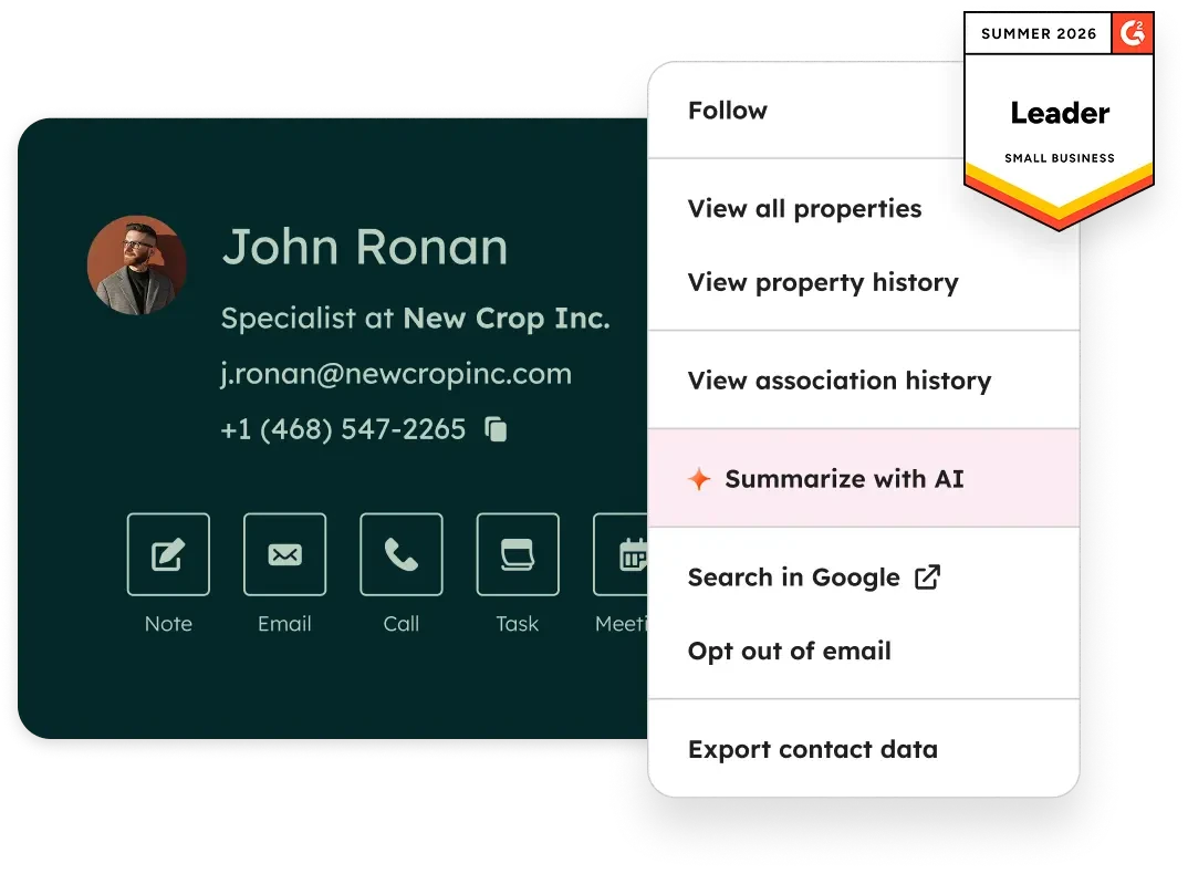 HubSpot CRM contact record timeline and lead lifecycle intelligence