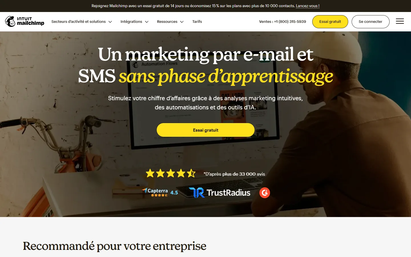 Mailchimp pricing page: Free, Essentials, Standard and Premium email marketing plans