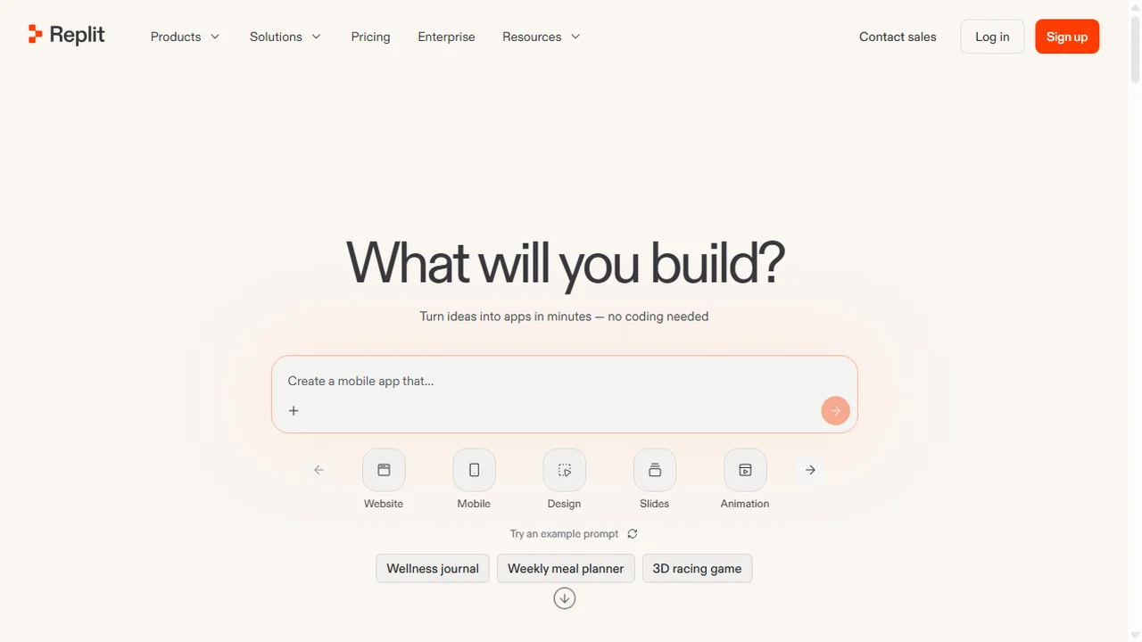 Replit browser cloud workspace and autonomous AI Agent interface