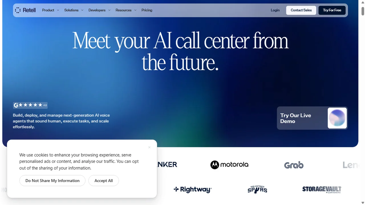 Retell AI conversational phone agent management dashboard