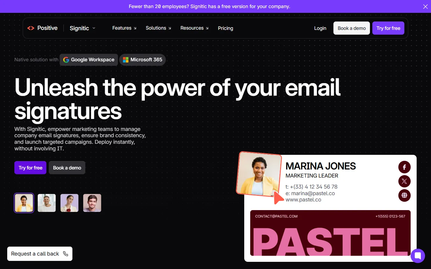 Signitic home page: unleash the power of your email signatures