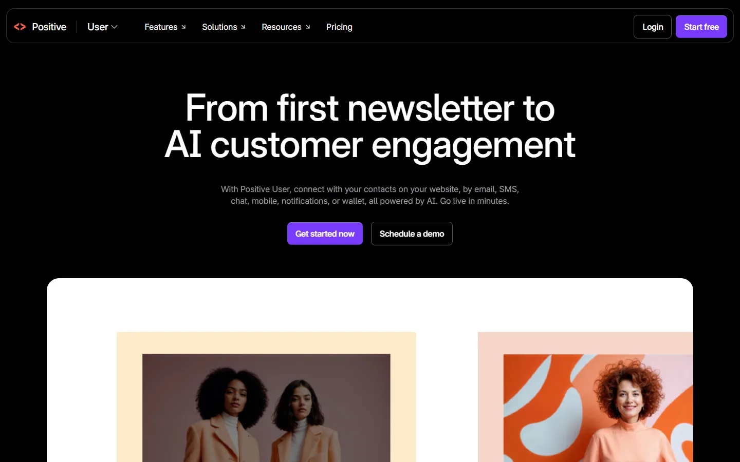 User.com home page: a unified marketing platform from newsletters to customer engagement